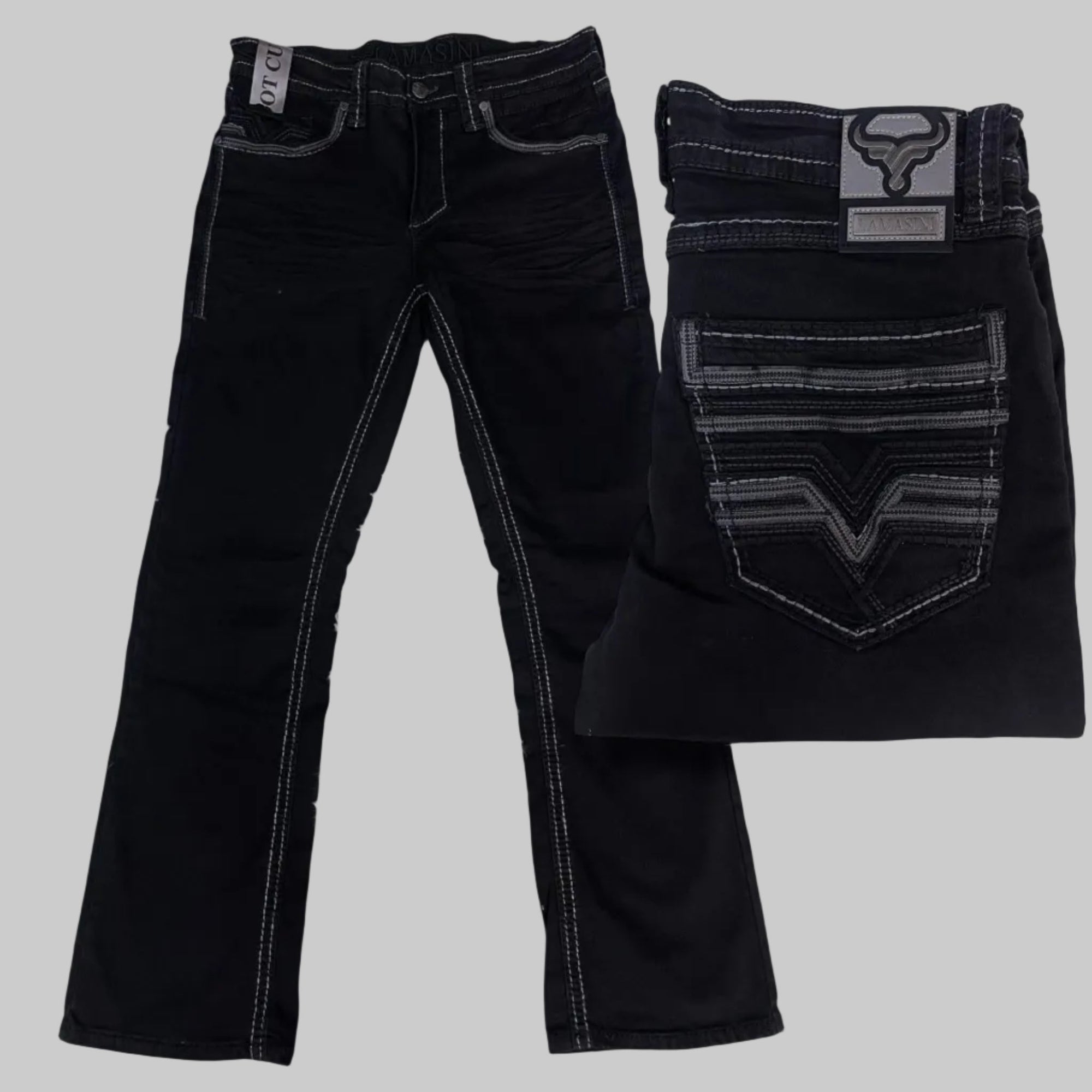 LAMASINI Men Jeans Lam 26502 Black - N4dboots.com