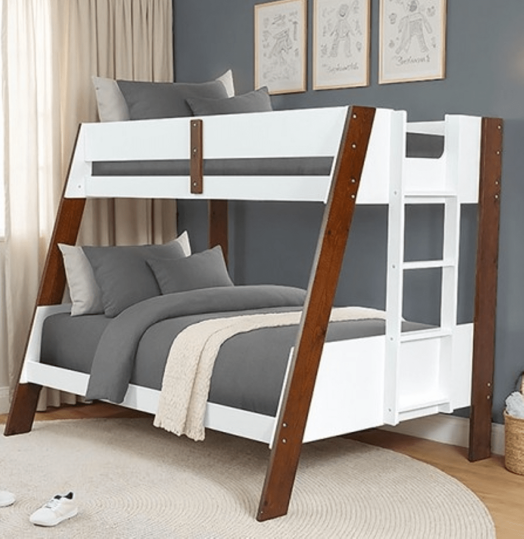 DELBIN Twin/Full Bunk Bed | FM - BK202CH - TF - BED White/Dark/Cherry - N4dboots.com