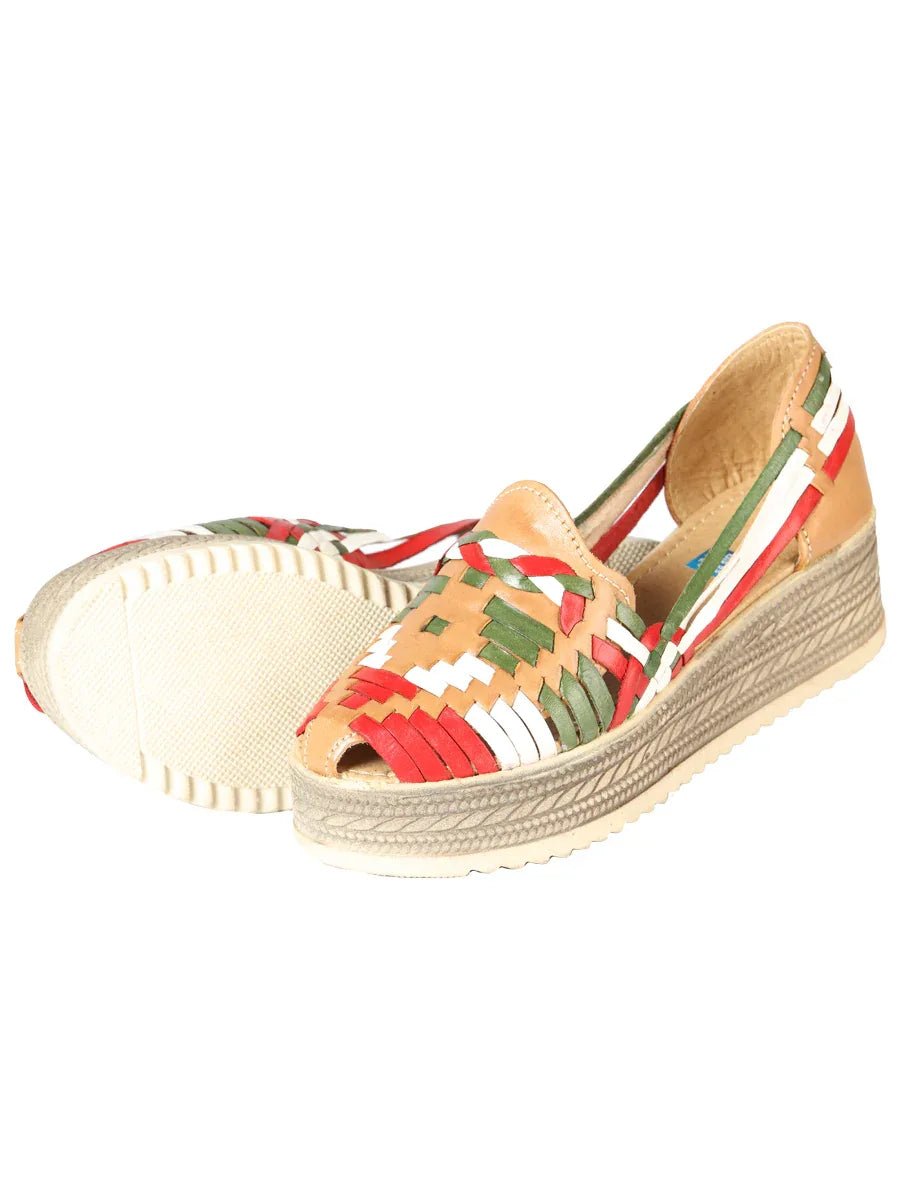 Mexican Artisanal Sandals Leather Tricolor 603942 - N4dboots.com