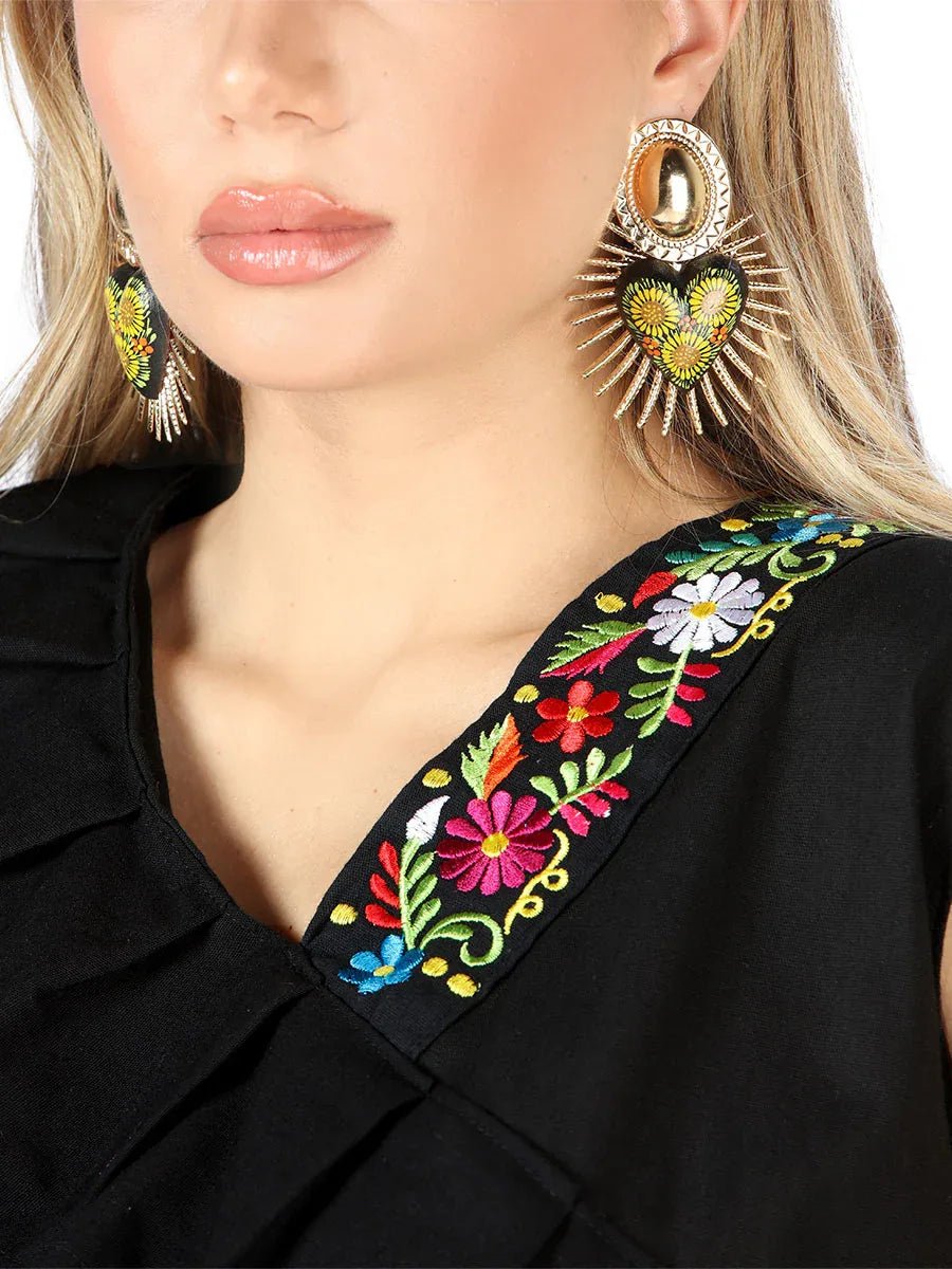 Artisanal Embroidered Set 100% Cotton Black 604048 - N4dboots.com