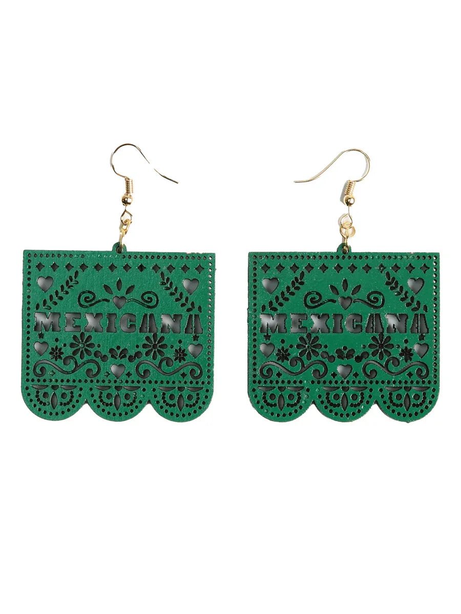 Artisanal Handmade Earrings Wood Green 603947 - N4dboots.com