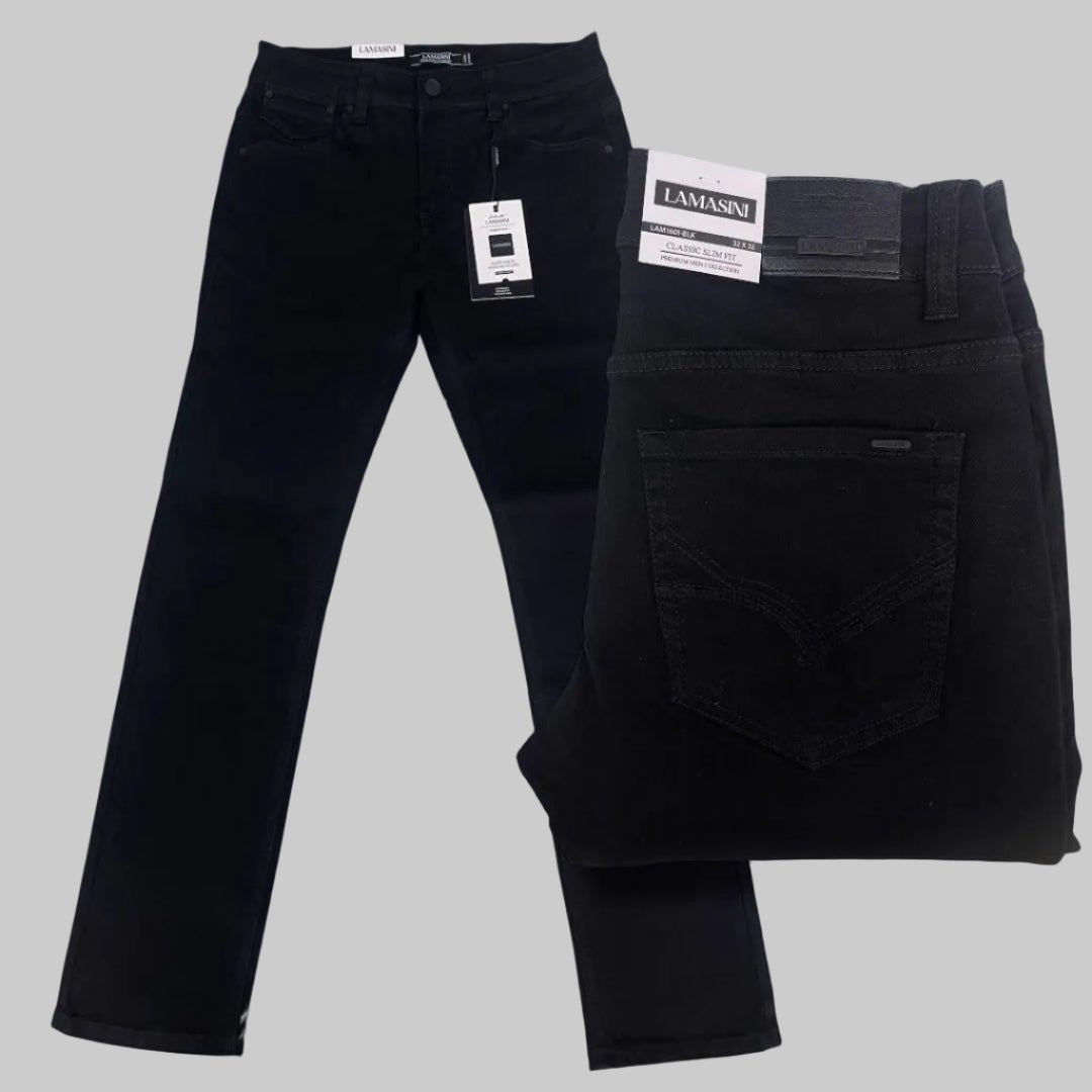 LAMASINI Men Jeans Lam 1601 Black - N4dboots.com