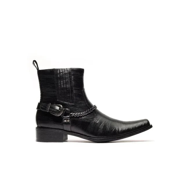 Chain Link Harness Boot D - 716| Axel Black - N4dboots.com