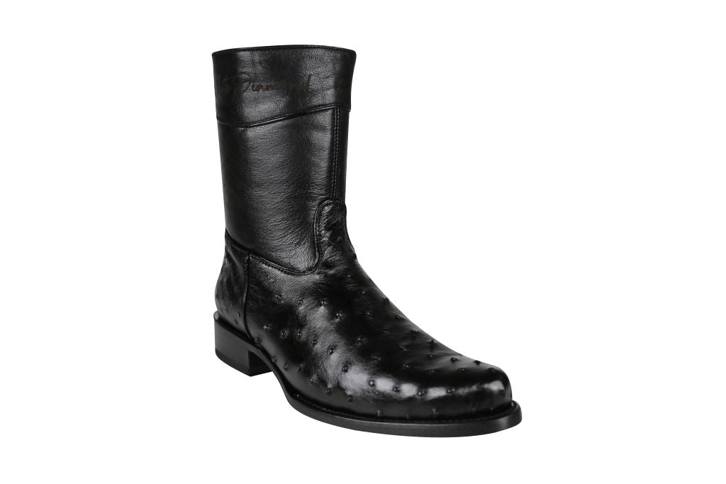 Botín de Hombre en Piel de Avestruz Original Color Negro – Hecho en México - N4dboots.com