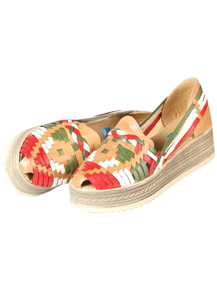 Mexican Artisanal Sandals Leather Tricolor 603942 - N4dboots.com