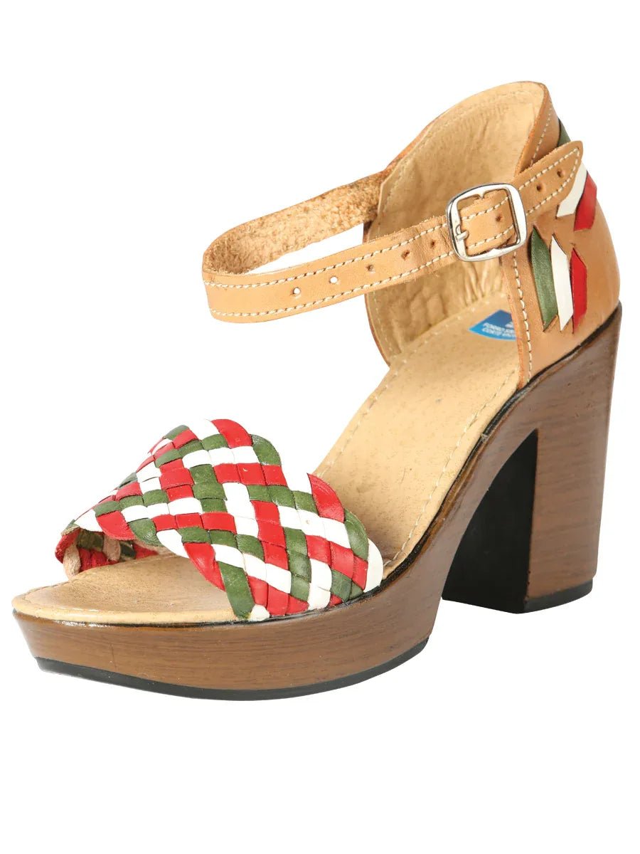 Mexican Artisanal Sandals Leather Tricolor 603941 - N4dboots.com