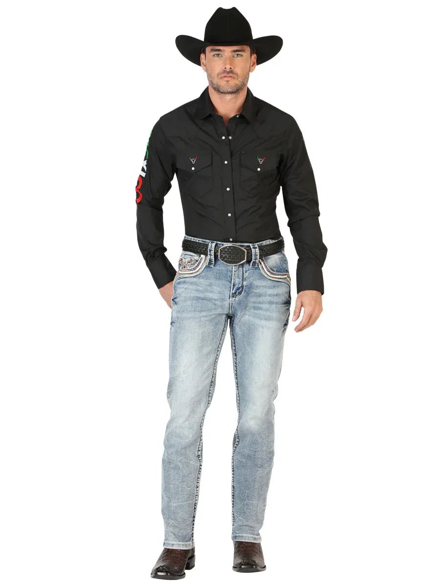 Centenario Men's Premium Denim Boot Cut Pants - Black 45532 - N4dboots.com