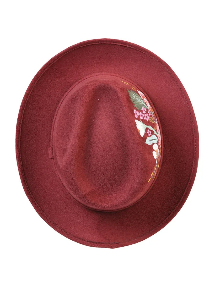 Artisanal Hand Painted Hat Suede Wine 603821 - N4dboots.com