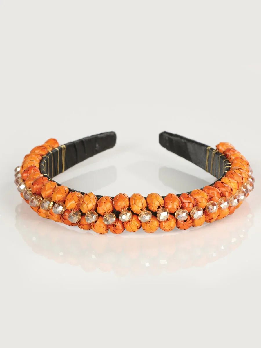 Artisanal Handcrafted Headband 100% Leaf Palm Orange 603274 - N4dboots.com