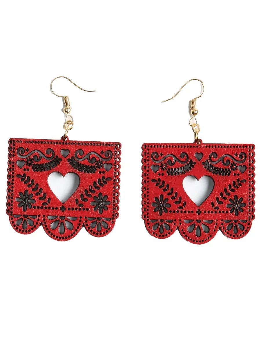 Artisanal Handmade Earrings Wood Red 603950 - N4dboots.com