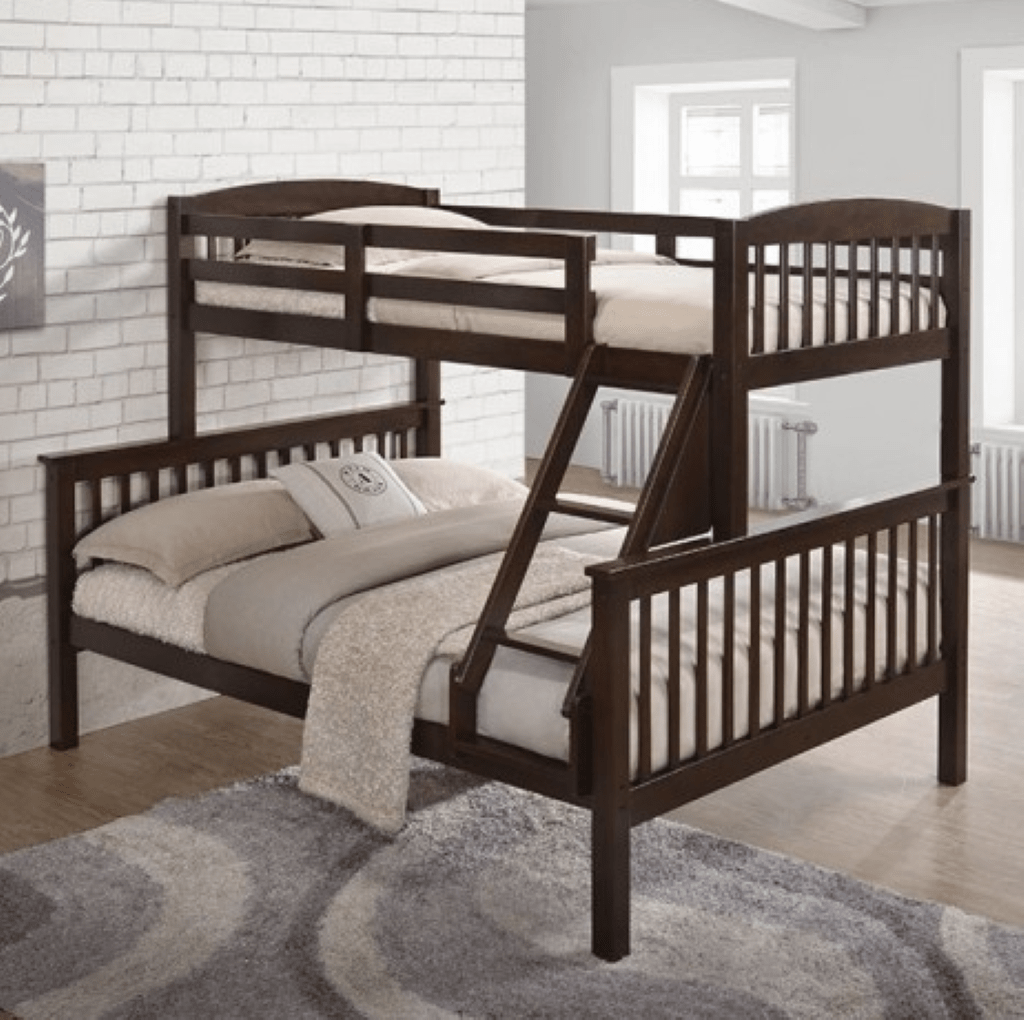 BROOKINGS Twin/Full Bunk Bed | NX - BK001ML - BED Color Dark Cherry - N4dboots.com