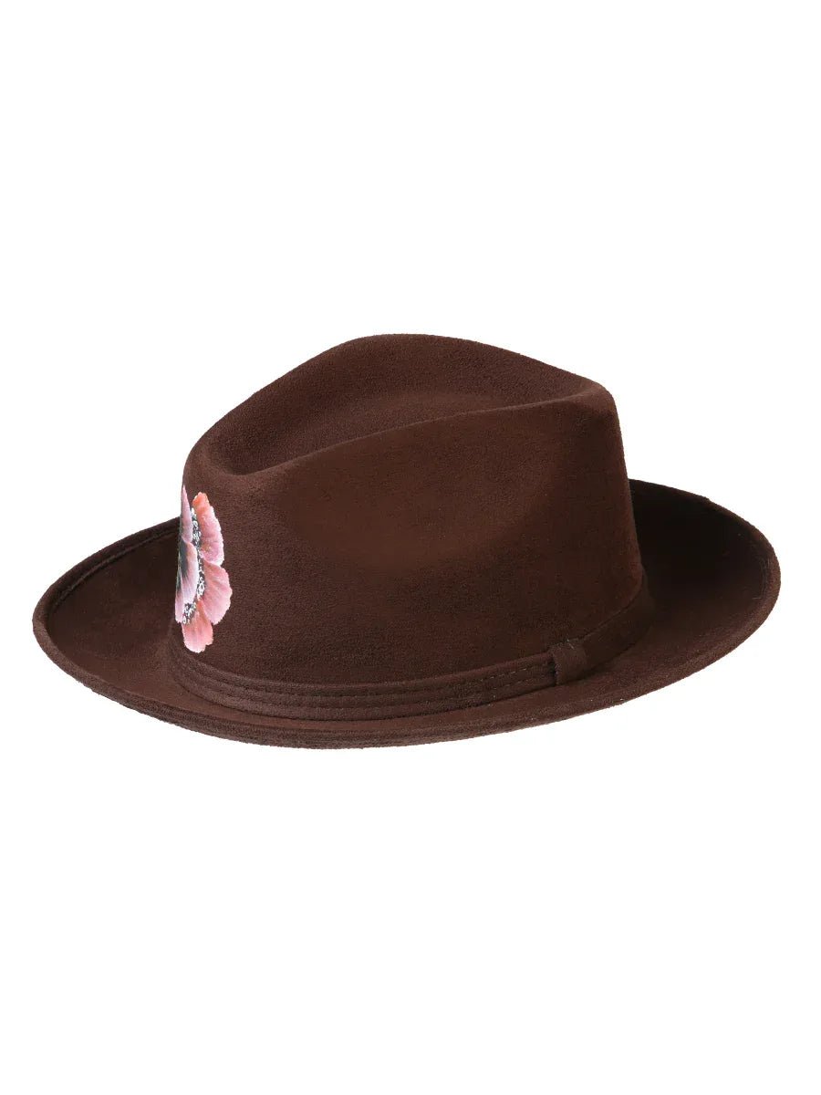 Artisanal Hand Painted Hat Suede Brown 603822 - N4dboots.com