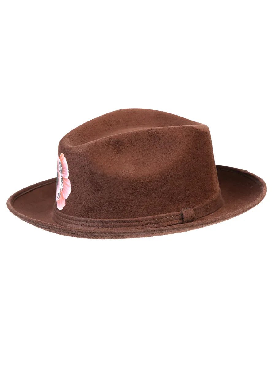 Artisanal Hand Painted Hat Suede Brown 603822 - N4dboots.com