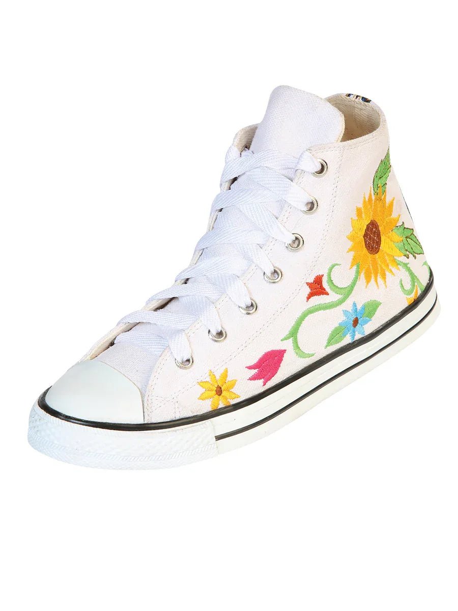 Artisanal Embroidered Sneakers Textile Canvas White 602787 - N4dboots.com