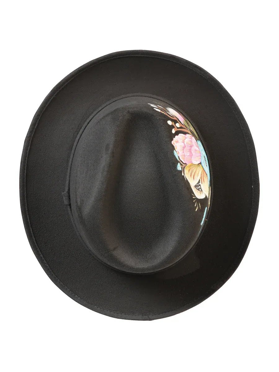 Artisanal Hand Painted Hat Suede Black 603820 - N4dboots.com