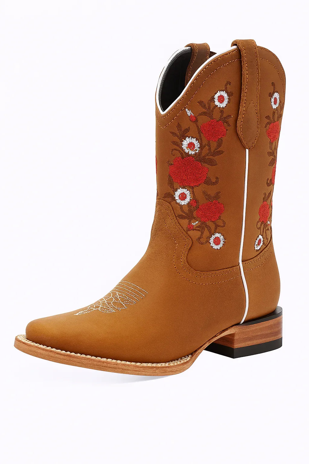 Botas Rodeo para Niñas color Miel Flor Roja - N4dboots.com