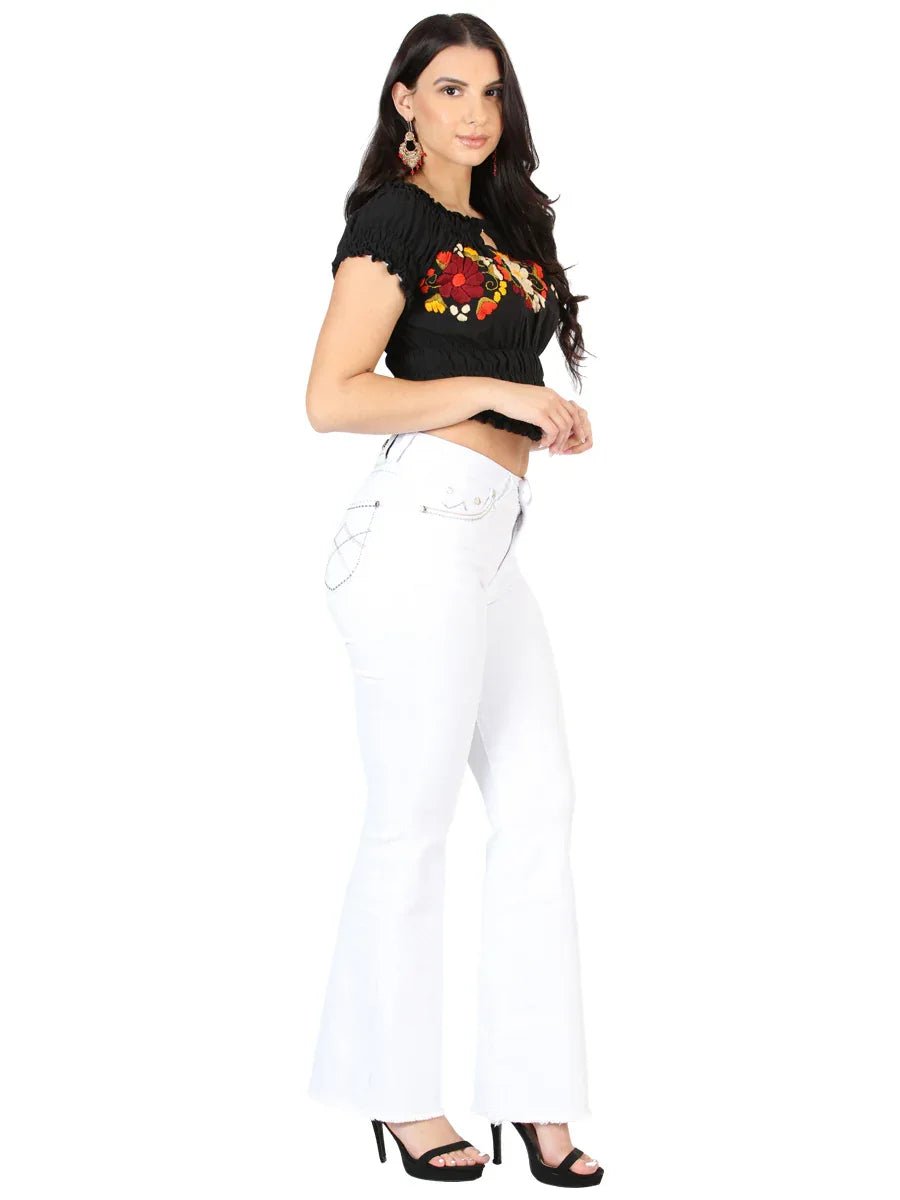 Centenario Women's White Bootcut Denim Jeans 45545 - N4dboots.com