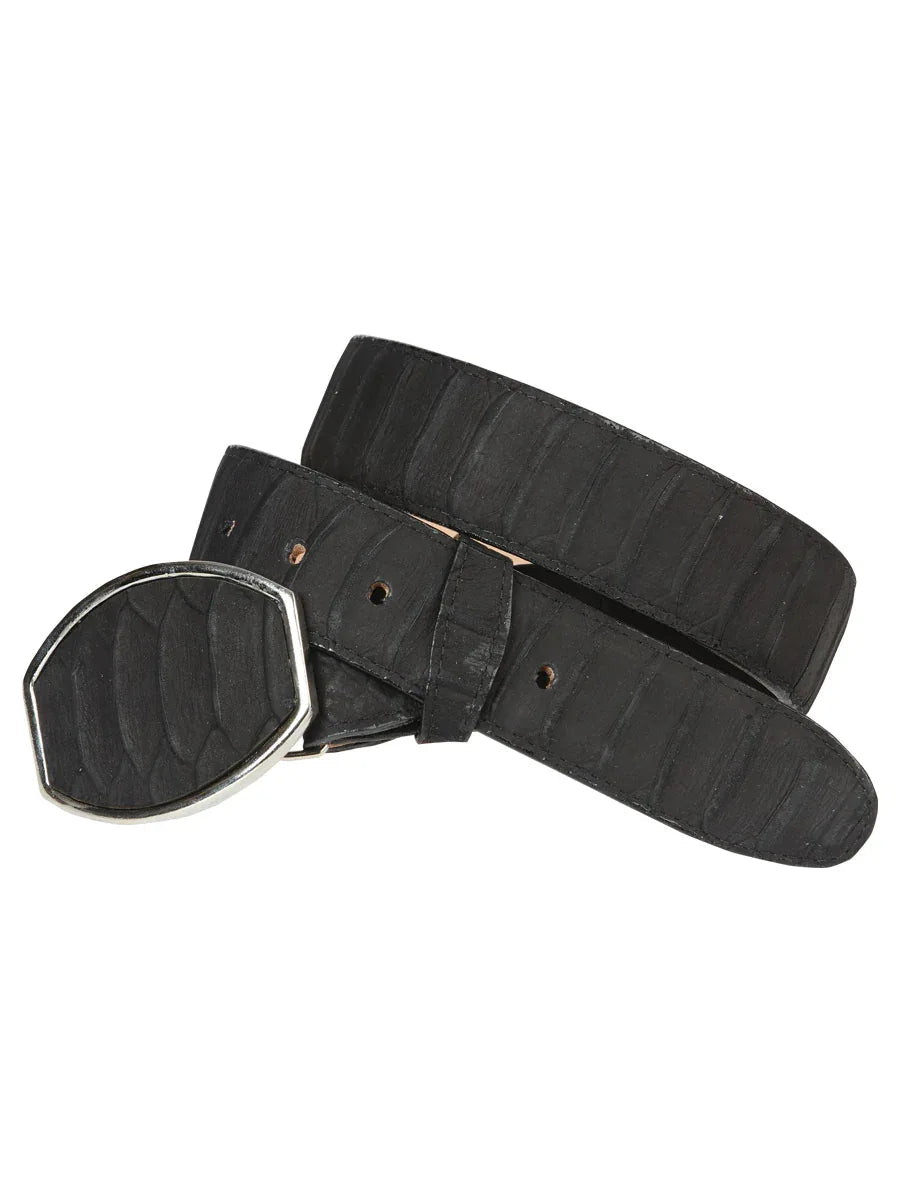 Men’s Western Belt El General Imitation Python - Black 45569 - N4dboots.com