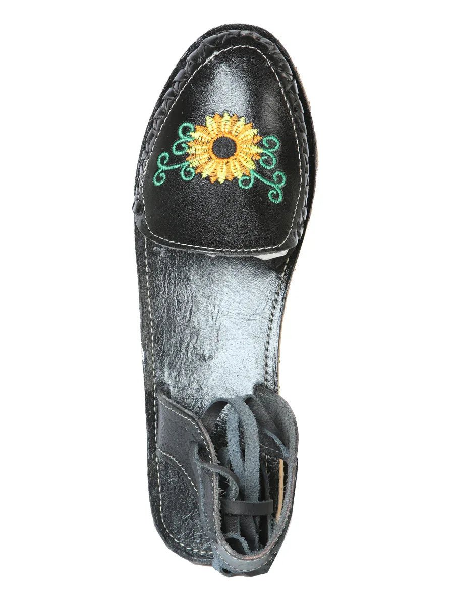 Mexican Artisanal Sandals Leather Black 603919 - N4dboots.com