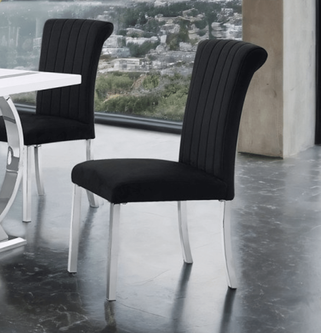 HORLEY 7 PC. DINNING TABLE SET | FM37010sv - t - 7pc Color Silver /Black - N4dboots.com