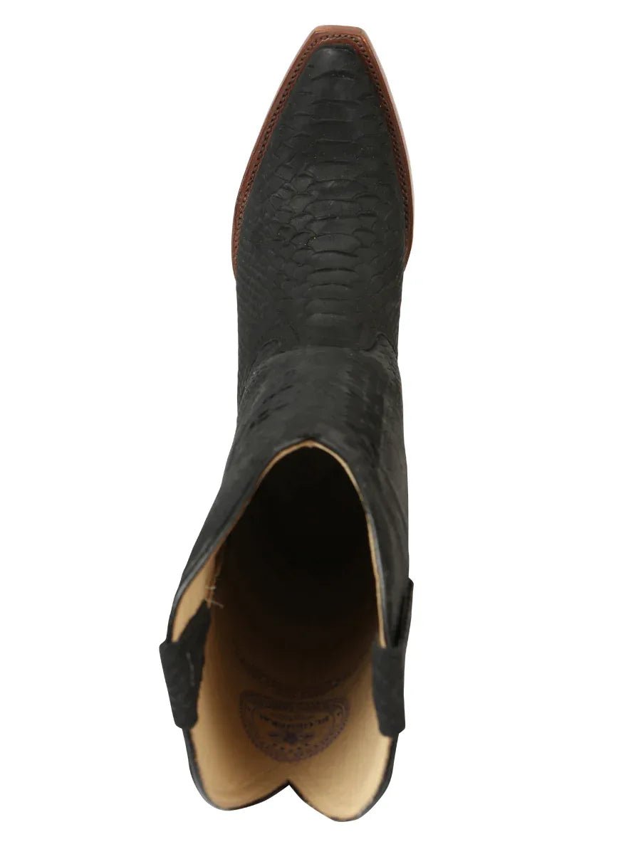 El General Women’s Western Boots Python Print - Black 45791 - N4dboots.com
