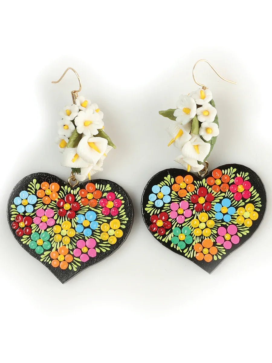 Artisanal Hand Painted Earrings Multicolor 603108 - N4dboots.com