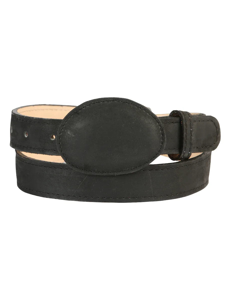 Kids Western Belt - El General Nobuck Black 45441 - N4dboots.com