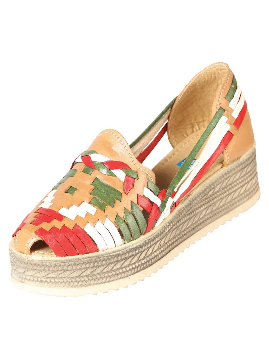 Mexican Artisanal Sandals Leather Tricolor 603942 - N4dboots.com