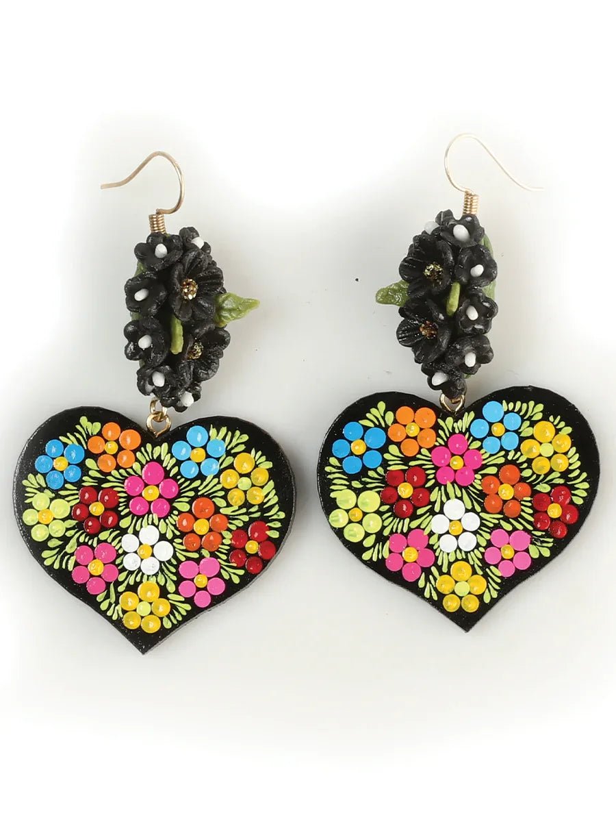 Artisanal Hand Painted Earrings Multicolor 603110 - N4dboots.com