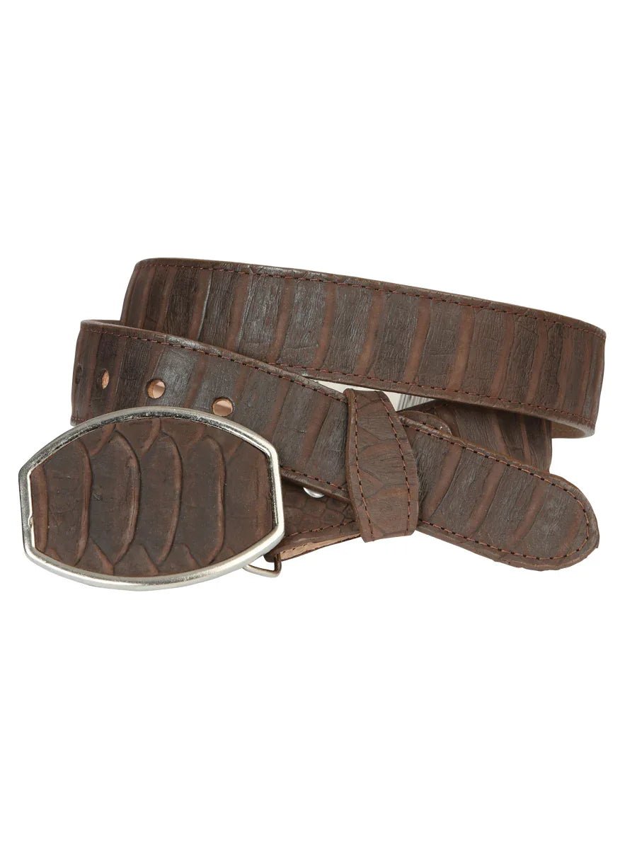 Men’s Western Belt El General Imitation Python - Brown 45570 - N4dboots.com