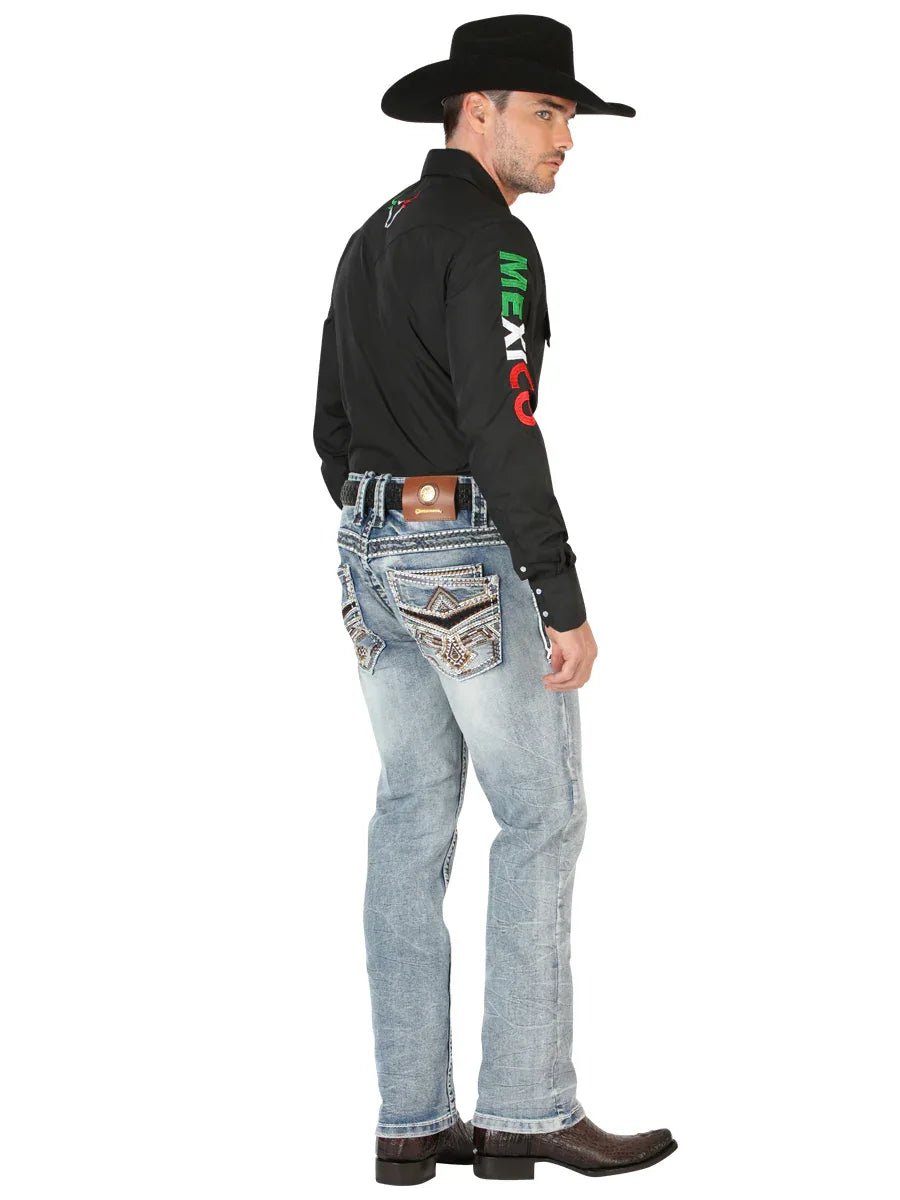 Centenario Men's Premium Denim Boot Cut Pants - Black 45532 - N4dboots.com