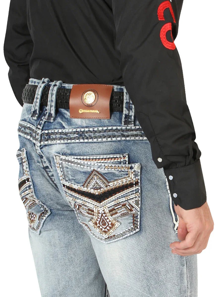 Centenario Men's Premium Denim Boot Cut Pants - Black 45532 - N4dboots.com