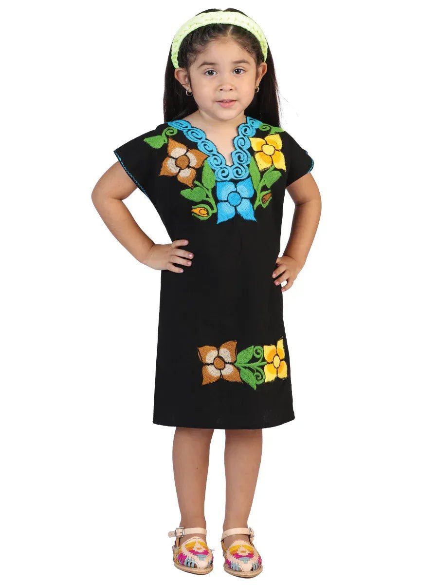 Artisanal Embroidered Dress 50% Cotton, 50% Polyester Black 601665 - N4dboots.com