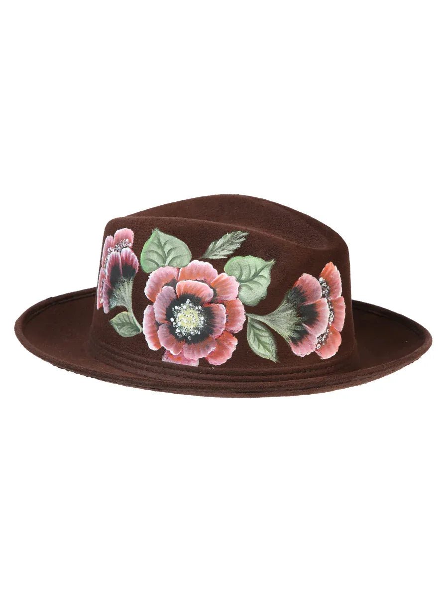 Artisanal Hand Painted Hat Suede Brown 603822 - N4dboots.com