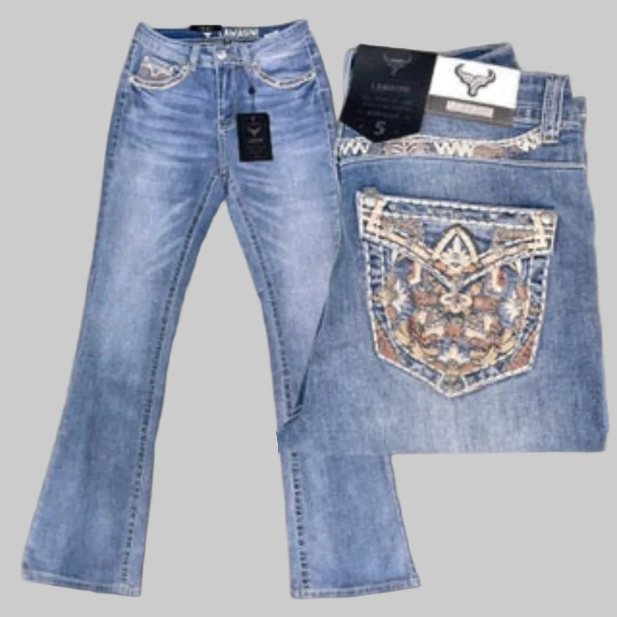 LAMASINI Women Jeans L761 Light Blue - N4dboots.com