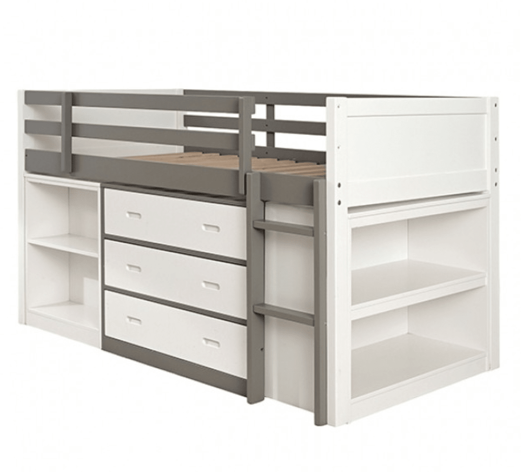 LEDELL Twin Loft Bed | FM - BK203GY - T - BED Color White/Gray - N4dboots.com