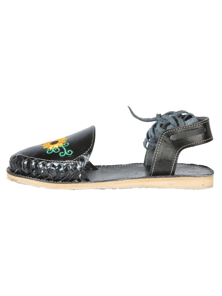 Mexican Artisanal Sandals Leather Black 603919 - N4dboots.com