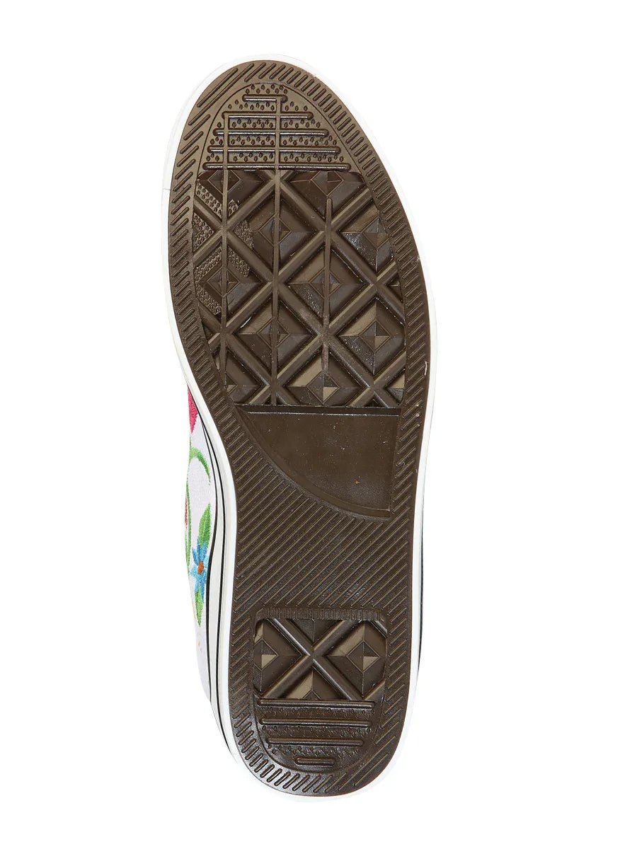 Artisanal Embroidered Sneakers Textile Canvas White 602787 - N4dboots.com