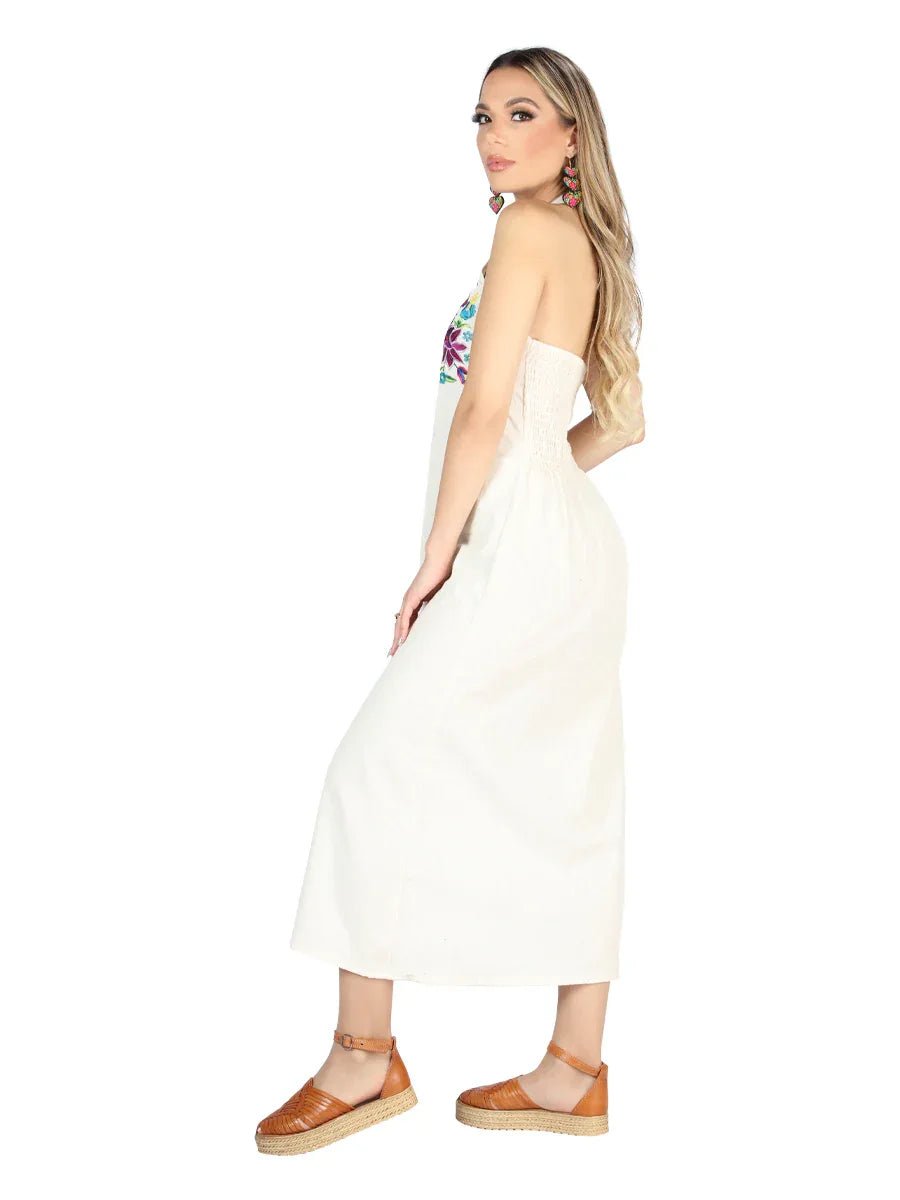 Artisanal Embroidered Dress 100% Cotton Beige 604057 - N4dboots.com