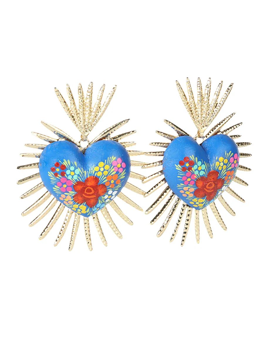 Artisanal Hand Painted Earrings Blue 603971 - N4dboots.com