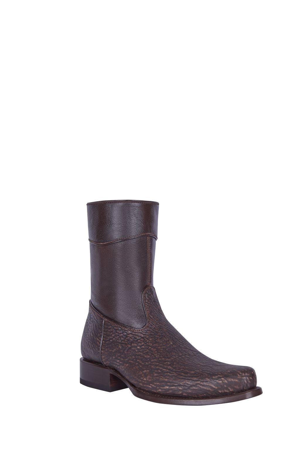 Botín Casual de Hombre en Piel de Tiburón Estilo Diamante Color Café - N4dboots.com