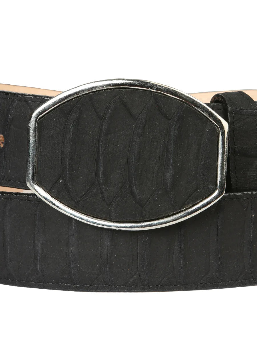 Men’s Western Belt El General Imitation Python - Black 45569 - N4dboots.com