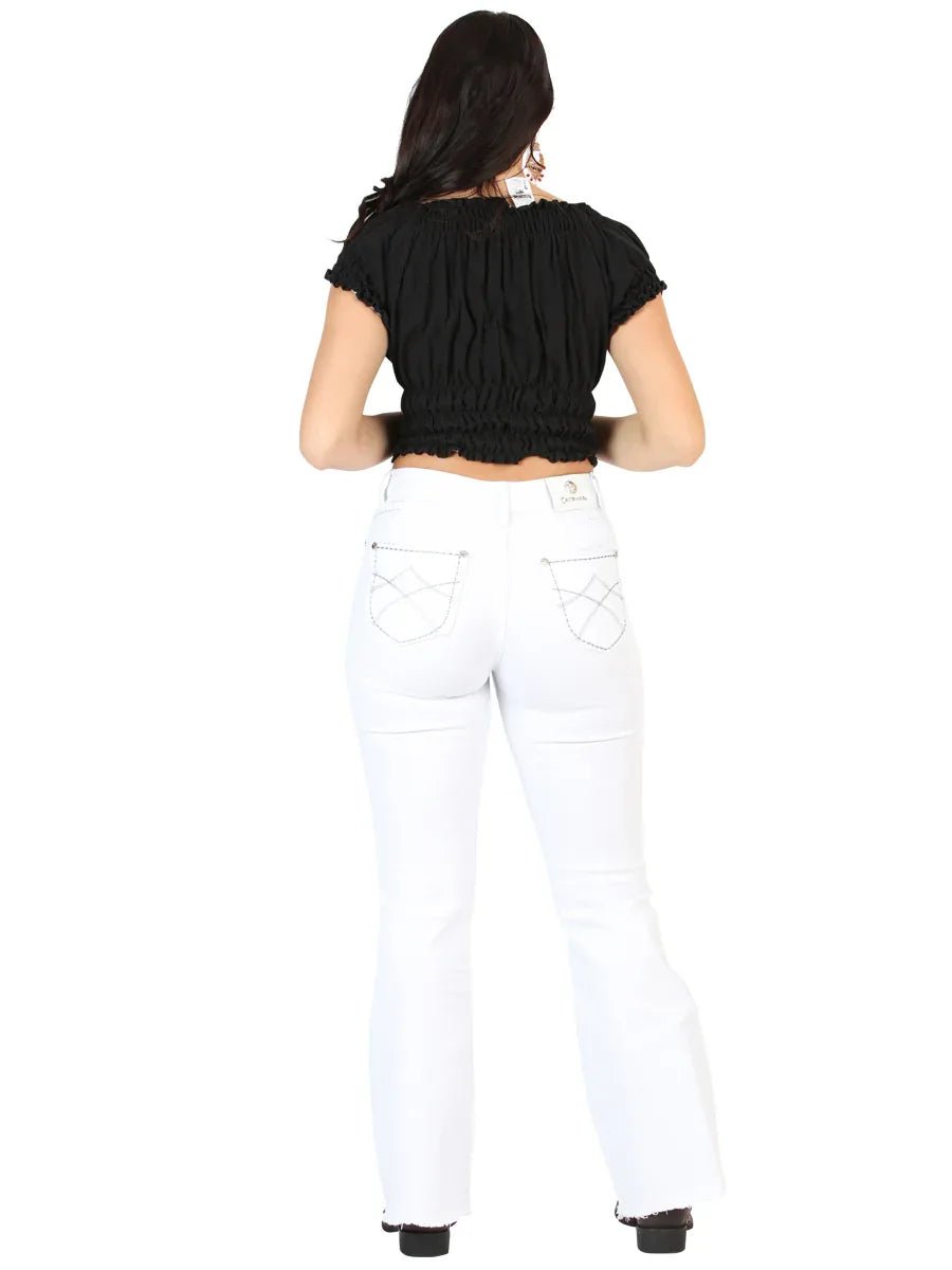 Centenario Women's White Bootcut Denim Jeans 45545 - N4dboots.com