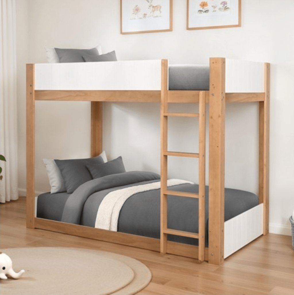 TERRI Twin/Twin Bunk Bed | FM - BK204A - T - BED Color White/Natural - N4dboots.com