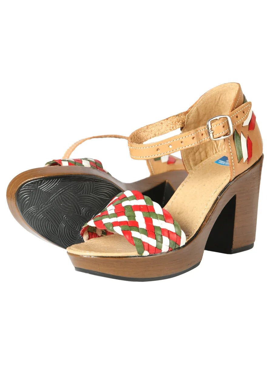 Mexican Artisanal Sandals Leather Tricolor 603941 - N4dboots.com