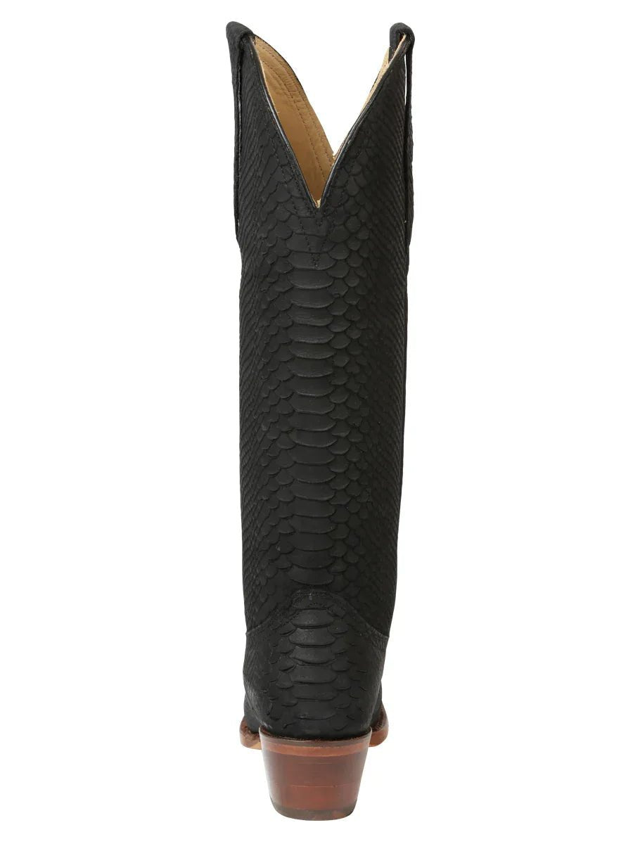 El General Women’s Western Boots Python Print - Black 45791 - N4dboots.com