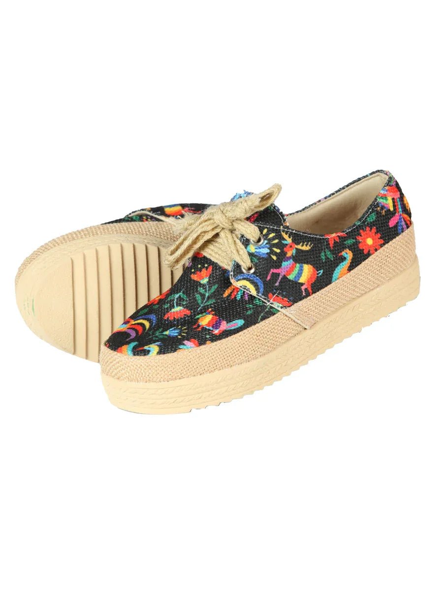 Mexican Artisanal Yute Tennis 50% Cotton, 50% Polyester Multicolor 603958 - N4dboots.com