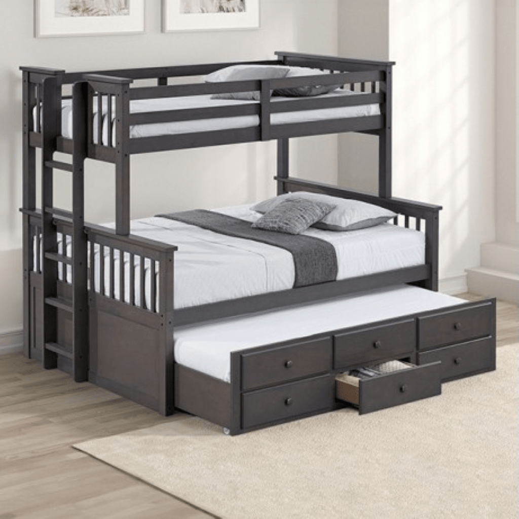 UNIVERSITY Twin/Full Bunk Bed | FM - BK458F - GY - BED Color Gray - N4dboots.com