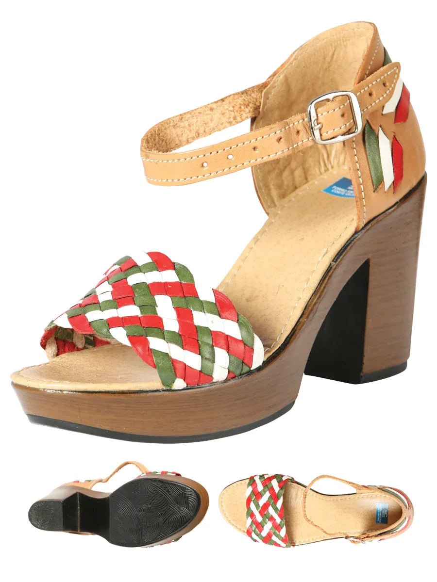Mexican Artisanal Sandals Leather Tricolor 603941 - N4dboots.com