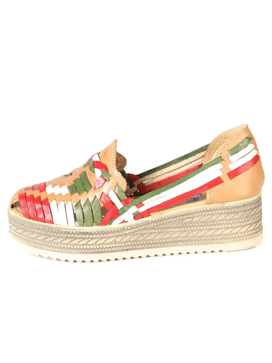 Mexican Artisanal Sandals Leather Tricolor 603942 - N4dboots.com